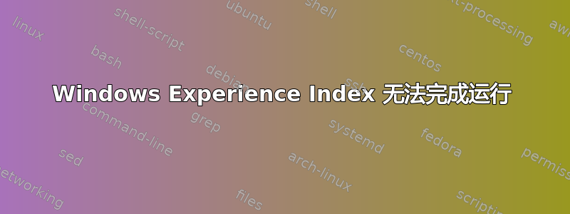 Windows Experience Index 无法完成运行