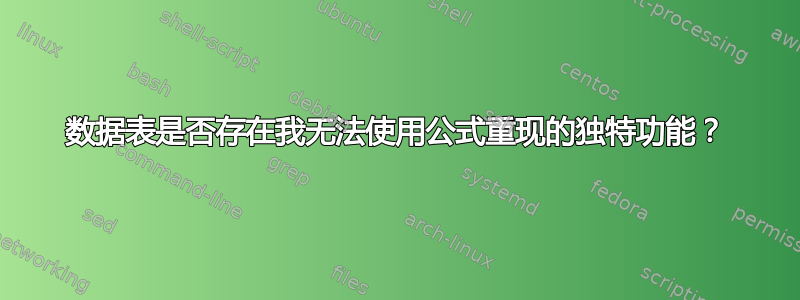 数据表是否存在我无法使用公式重现的独特功能？