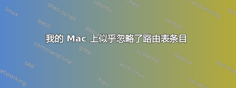 我的 Mac 上似乎忽略了路由表条目