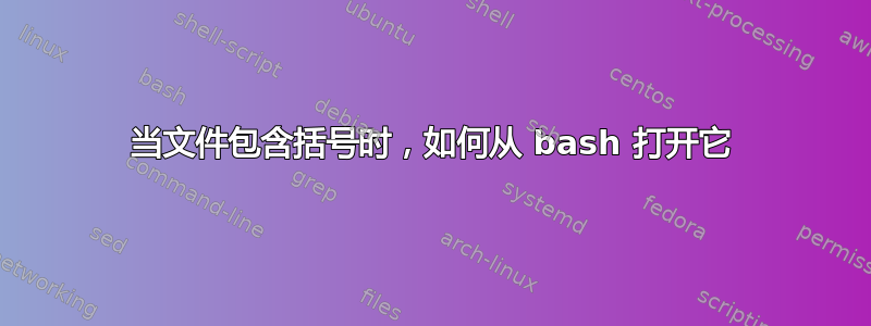 当文件包含括号时，如何从 bash 打开它