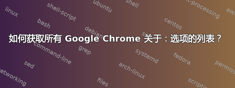 如何获取所有 Google Chrome 关于：选项的列表？