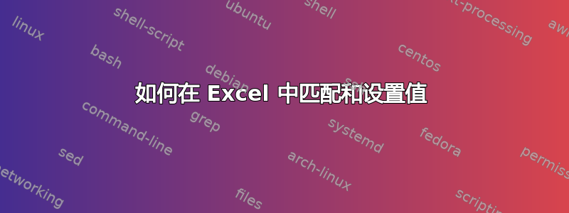 如何在 Excel 中匹配和设置值