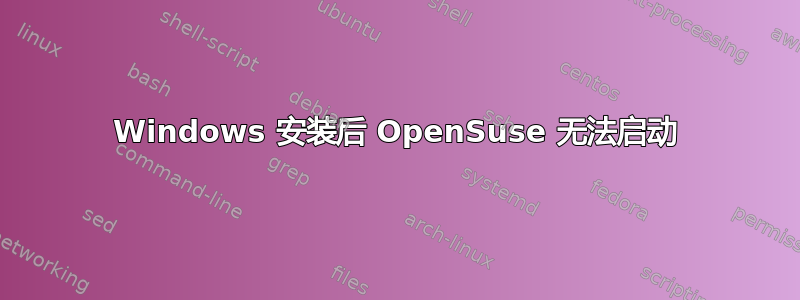 Windows 安装后 OpenSuse 无法启动