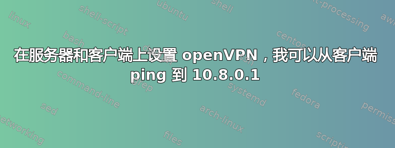 在服务器和客户端上设置 openVPN，我可以从客户端 ping 到 10.8.0.1