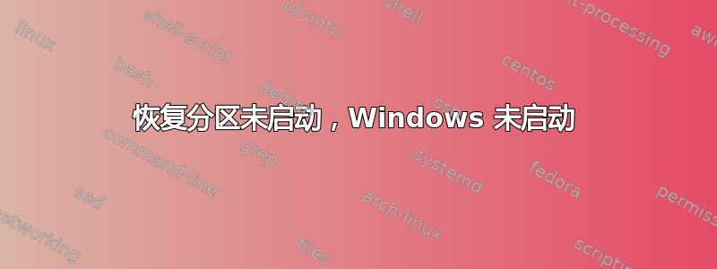 恢复分区未启动，Windows 未启动