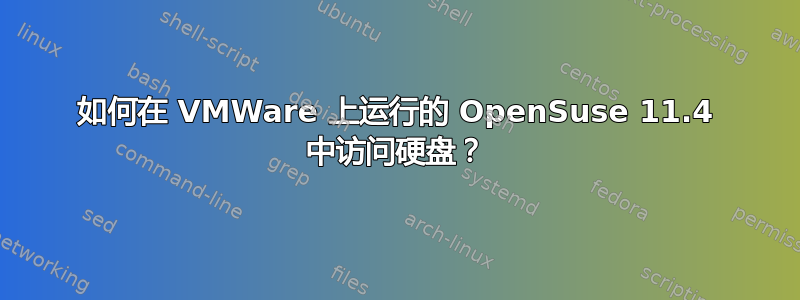 如何在 VMWare 上运行的 OpenSuse 11.4 中访问硬盘？