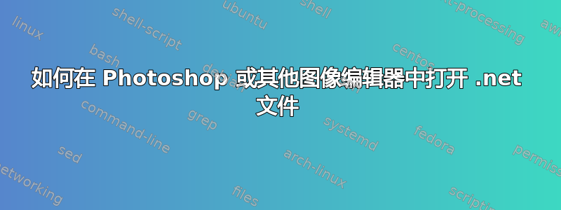 如何在 Photoshop 或其他图像编辑器中打开 .net 文件