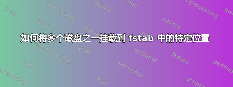 如何将多个磁盘之一挂载到 fstab 中的特定位置