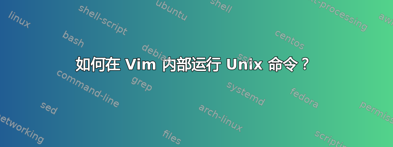 如何在 Vim 内部运行 Unix 命令？