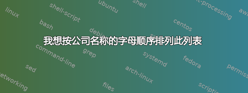 我想按公司名称的字母顺序排列此列表