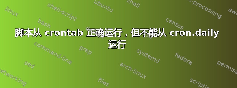 脚本从 crontab 正确运行，但不能从 cron.daily 运行