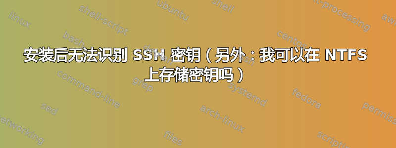 安装后无法识别 SSH 密钥（另外：我可以在 NTFS 上存储密钥吗）