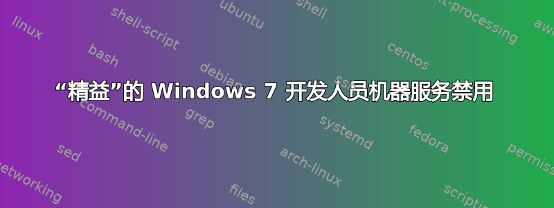 “精益”的 Windows 7 开发人员机器服务禁用