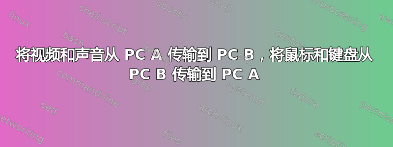 将视频和声音从 PC A 传输到 PC B，将鼠标和键盘从 PC B 传输到 PC A