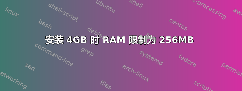 安装 4GB 时 RAM 限制为 256MB