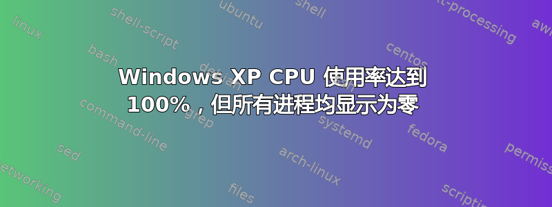 Windows XP CPU 使用率达到 100%，但所有进程均显示为零