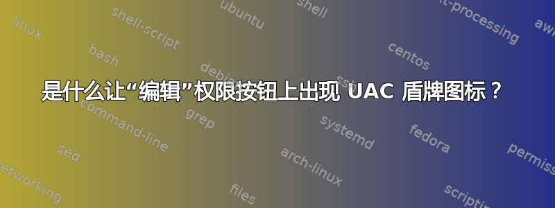 是什么让“编辑”权限按钮上出现 UAC 盾牌图标？