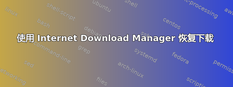 使用 Internet Download Manager 恢复下载