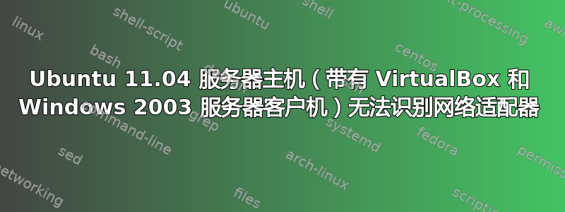 Ubuntu 11.04 服务器主机（带有 VirtualBox 和 Windows 2003 服务器客户机）无法识别网络适配器