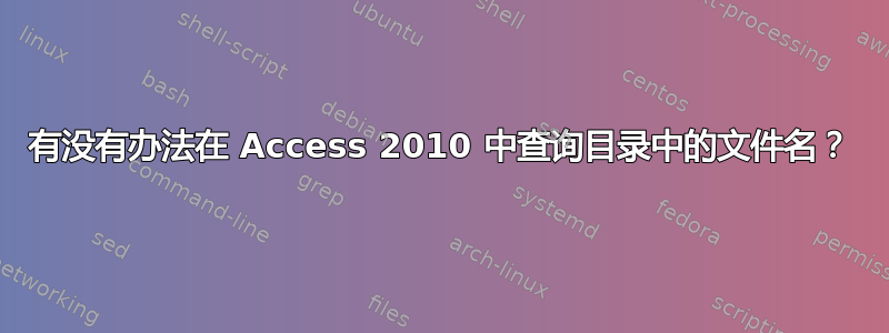 有没有办法在 Access 2010 中查询目录中的文件名？