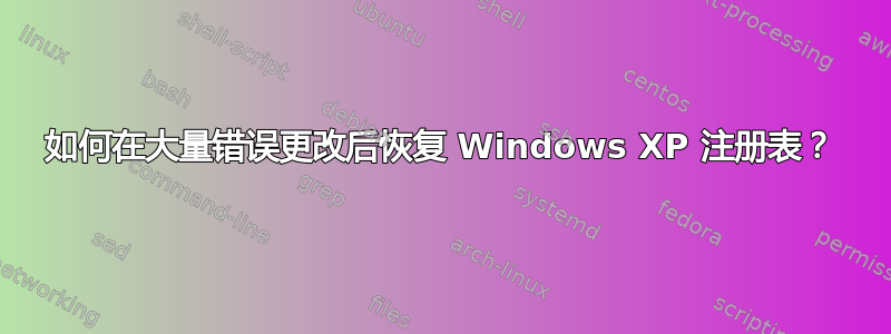 如何在大量错误更改后恢复 Windows XP 注册表？