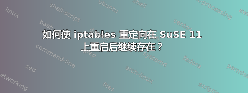 如何使 iptables 重定向在 SuSE 11 上重启后继续存在？