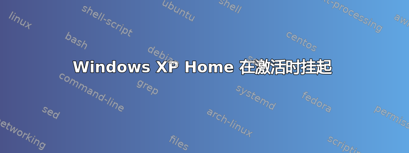 Windows XP Home 在激活时挂起