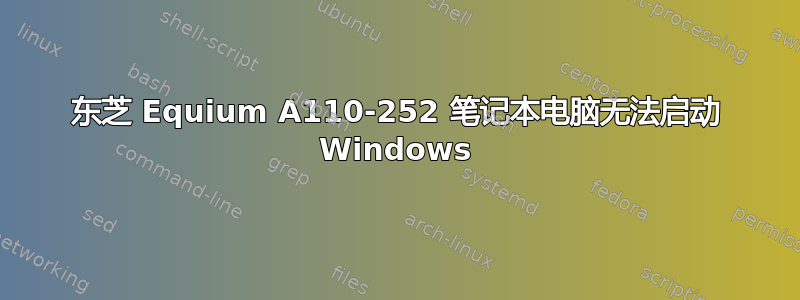 东芝 Equium A110-252 笔记本电脑无法启动 Windows