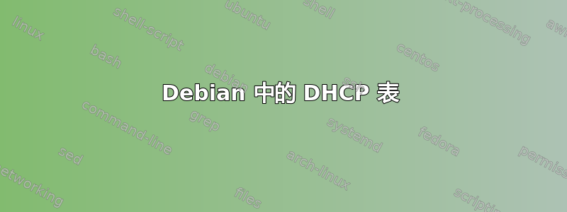 Debian 中的 DHCP 表