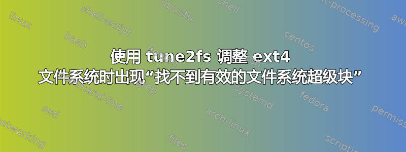 使用 tune2fs 调整 ext4 文件系统时出现“找不到有效的文件系统超级块”