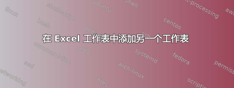 在 Excel 工作表中添加另一个工作表