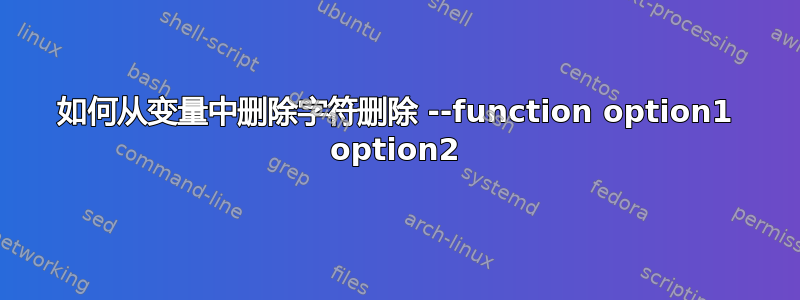 如何从变量中删除字符删除 --function option1 option2