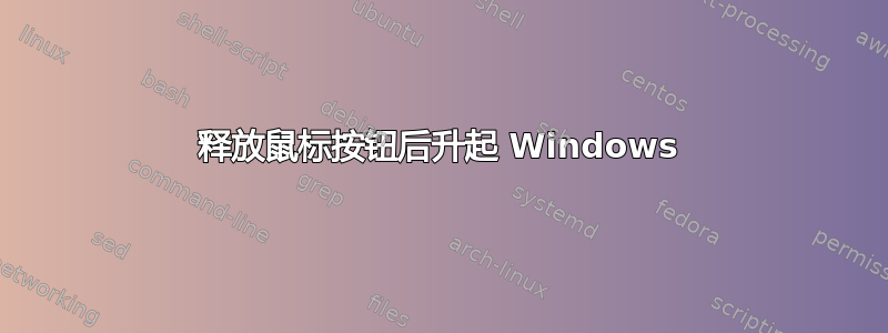 释放鼠标按钮后升起 Windows