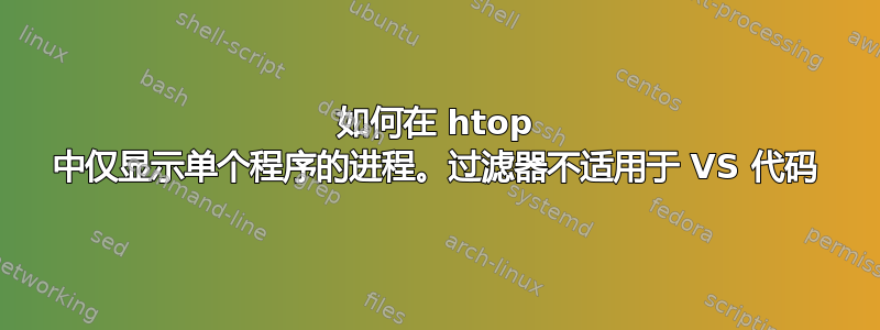 如何在 htop 中仅显示单个程序的进程。过滤器不适用于 VS 代码