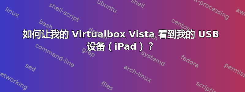 如何让我的 Virtualbox Vista 看到我的 USB 设备（iPad）？