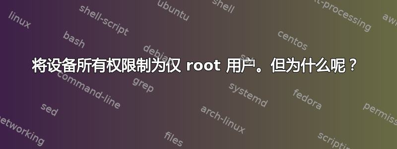 将设备所有权限制为仅 root 用户。但为什么呢？