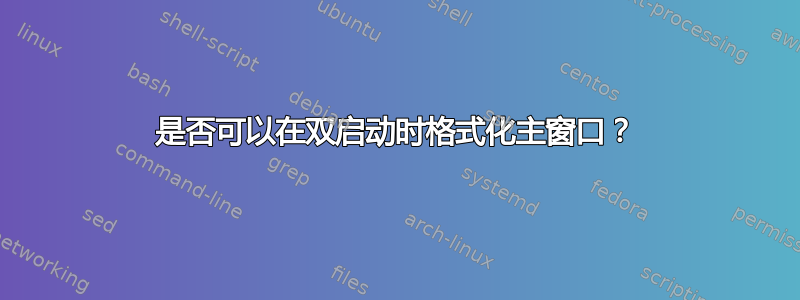 是否可以在双启动时格式化主窗口？