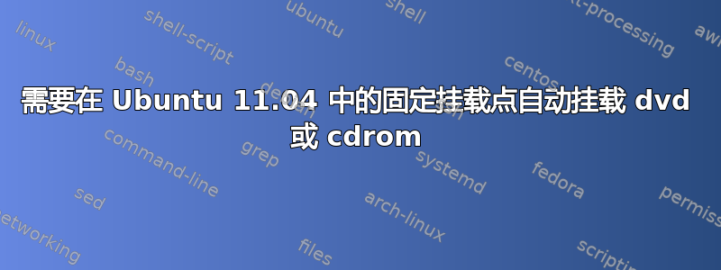 需要在 Ubuntu 11.04 中的固定挂载点自动挂载 dvd 或 cdrom