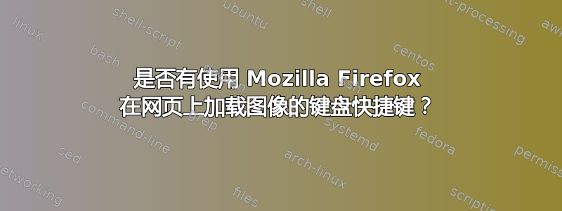 是否有使用 Mozilla Firefox 在网页上加载图像的键盘快捷键？