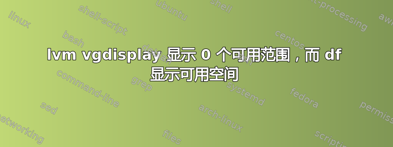 lvm vgdisplay 显示 0 个可用范围，而 df 显示可用空间