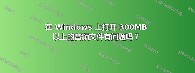 在 Windows 上打开 300MB 以上的音频文件有问题吗？