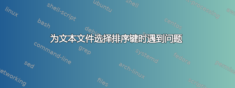 为文本文件选择排序键时遇到问题