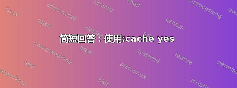 简短回答：使用:cache yes