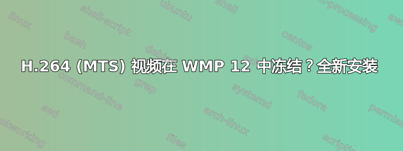 H.264 (MTS) 视频在 WMP 12 中冻结？全新安装