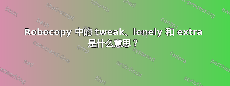 Robocopy 中的 tweak、lonely 和 extra 是什么意思？