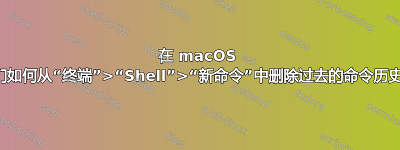 在 macOS 上，我们如何从“终端”>“Shell”>“新命令”中删除过去的命令历史记录？