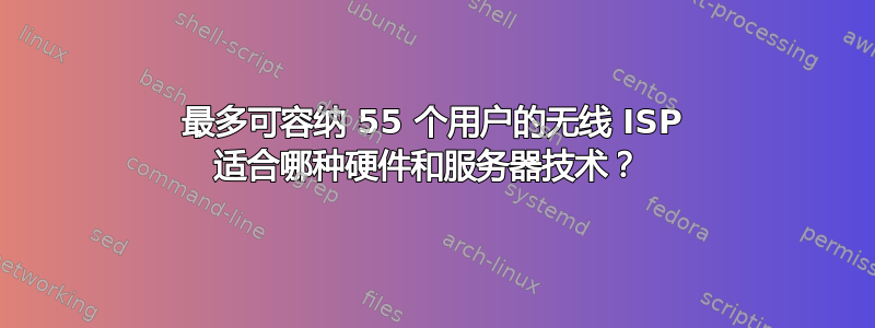 最多可容纳 55 个用户的无线 ISP 适合哪种硬件和服务器技术？ 