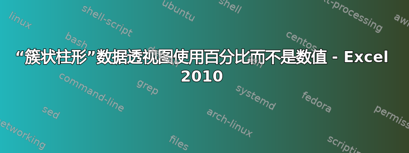 “簇状柱形”数据透视图使用百分比而不是数值 - Excel 2010