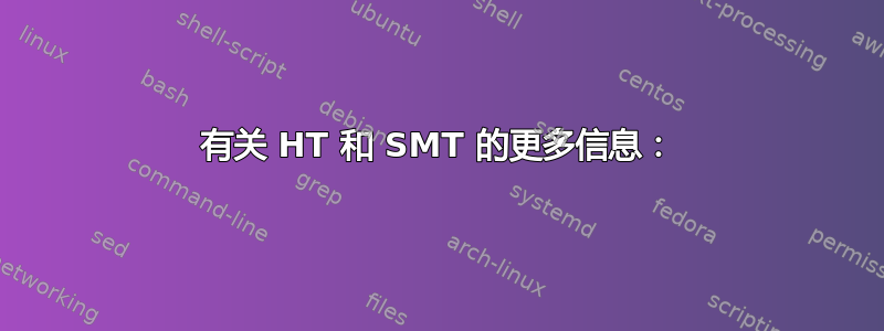 有关 HT 和 SMT 的更多信息：