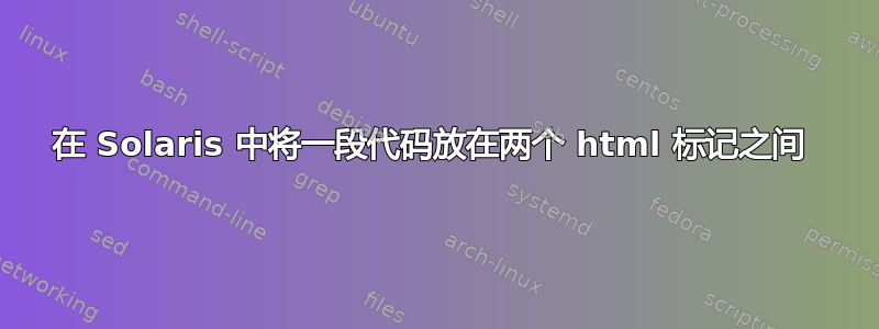 在 Solaris 中将一段代码放在两个 html 标记之间 